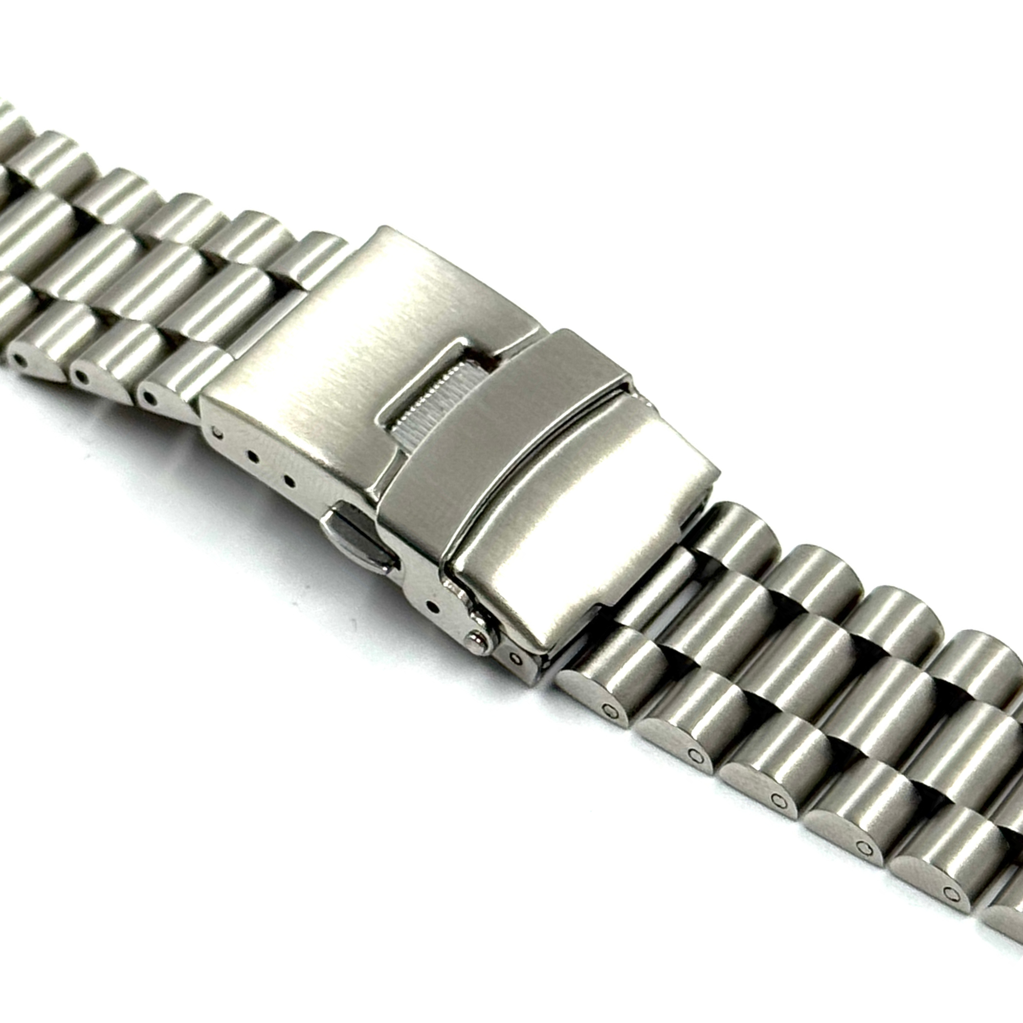 President Watch Bracelet with Curved Endlinks Brushed Stainless Steel (Silver)
