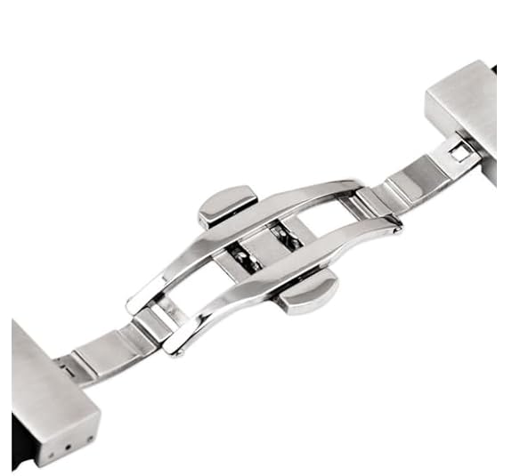 Silicone Watch Strap with Butterfly Clasp and Quick Release Spring Bars - 22 mm (Navy Blue)