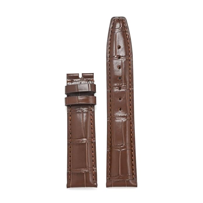 Crocodile Leather Watch Strap with Stainless Steel Deployant Clasp and Spring Bars