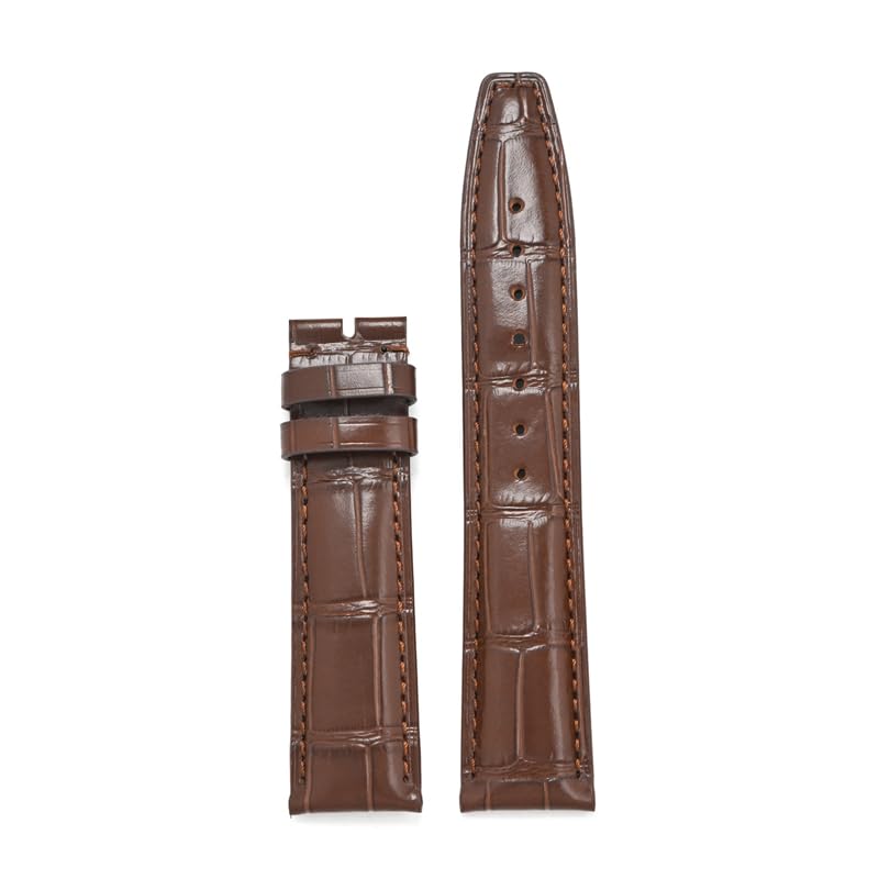 Crocodile Leather Watch Strap with Stainless Steel Deployant Clasp and Spring Bars