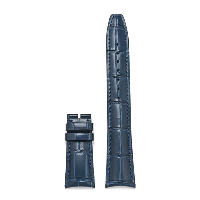Crocodile Leather Watch Strap with Stainless Steel Deployant Clasp and Spring Bars