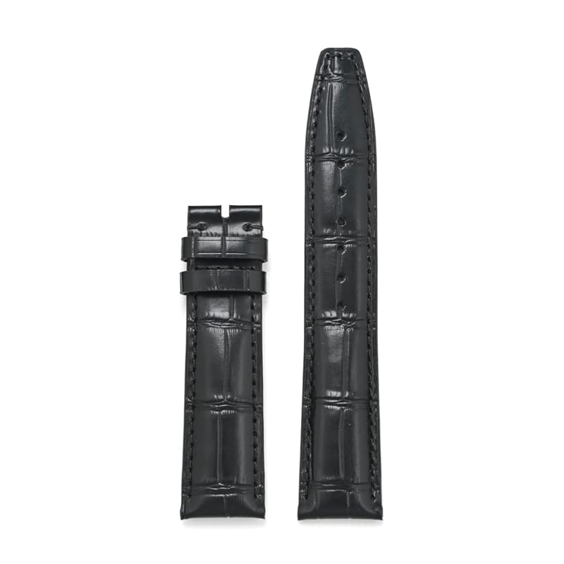 Crocodile Leather Watch Strap with Stainless Steel Deployant Clasp and Spring Bars