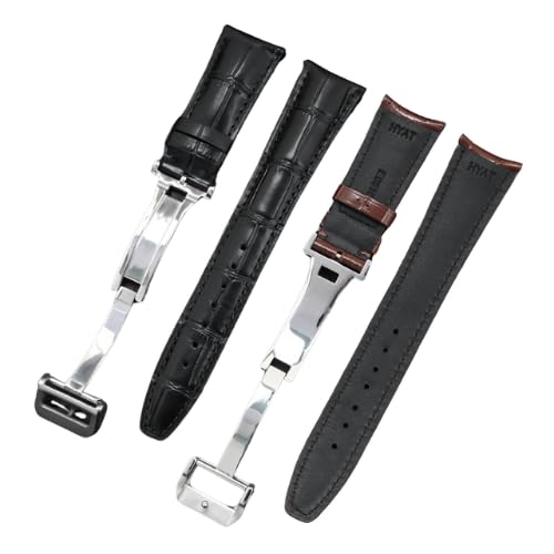 Crocodile Leather Watch Strap with Stainless Steel Deployant Clasp and Spring Bars