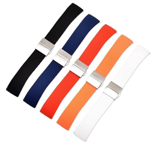 Silicone Watch Strap with Butterfly Clasp and Quick Release Spring Bars - 22 mm (Navy Blue)