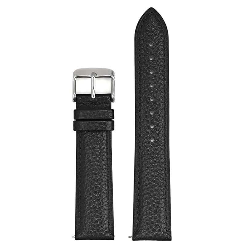 Flat Grain Leather Watch Strap With Quick Release Spring Bars And Tang Buckle