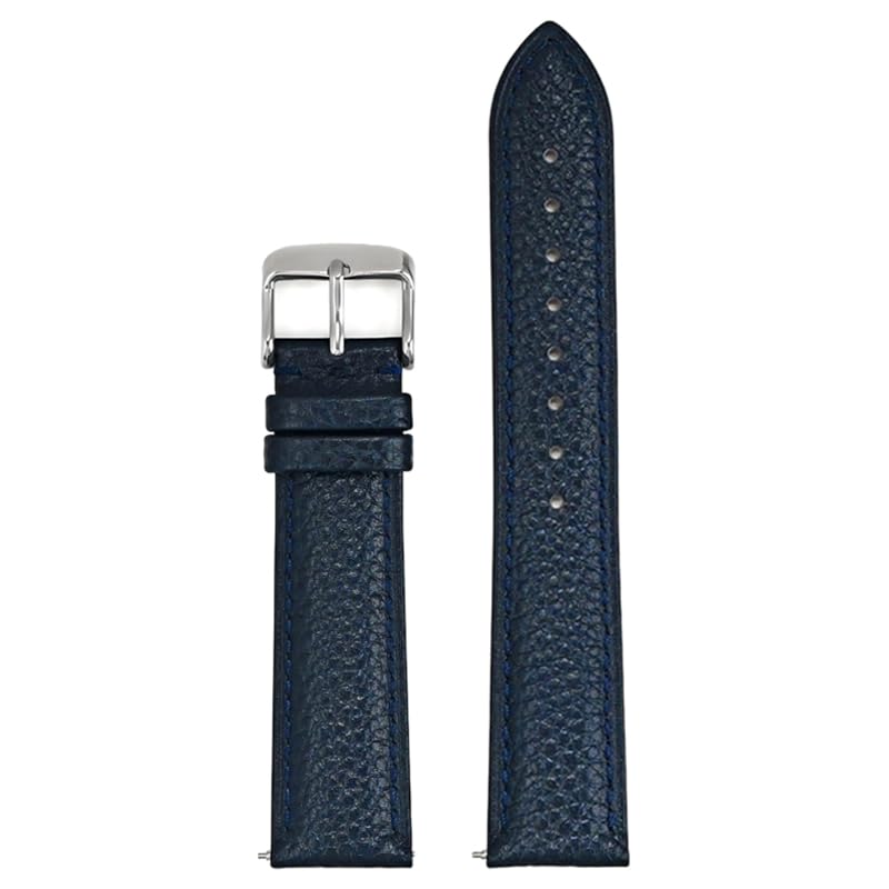 Flat Grain Leather Watch Strap With Quick Release Spring Bars And Tang Buckle