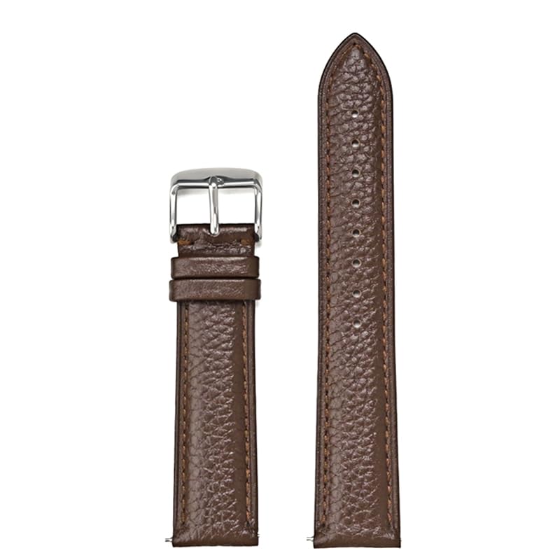 Flat Grain Leather Watch Strap With Quick Release Spring Bars And Tang Buckle