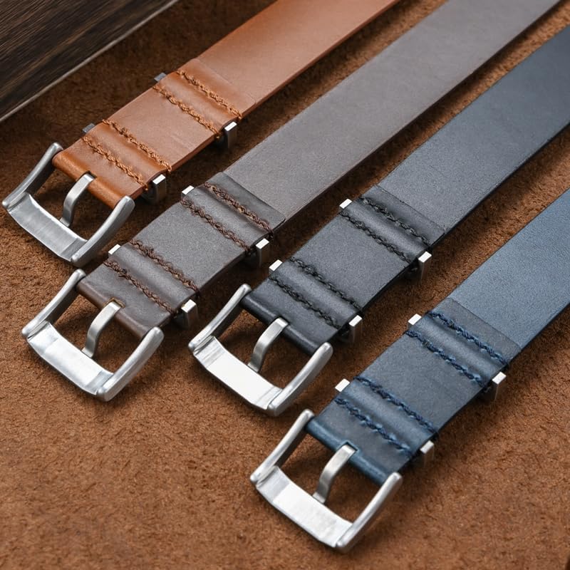 Leather Nato Watch Strap With Springbars And Tang Buckle