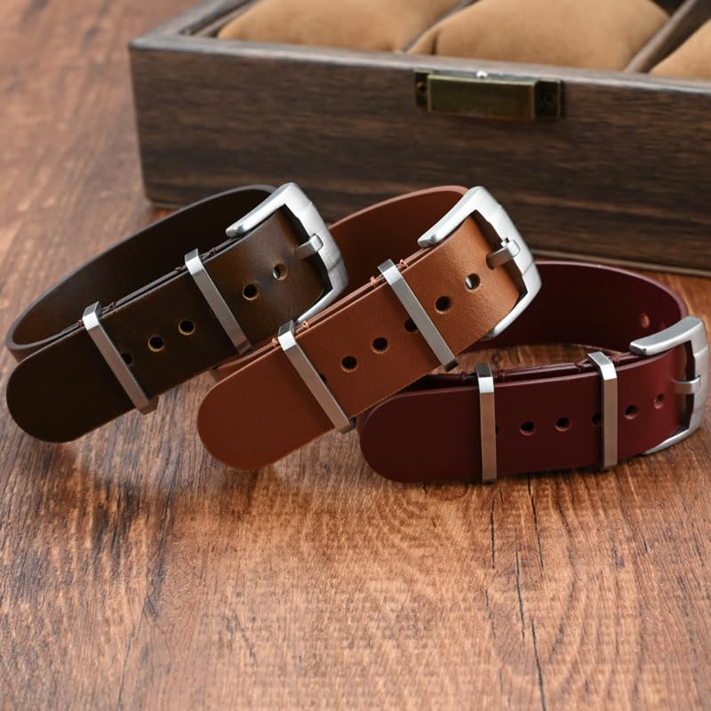 Leather Nato Watch Strap With Springbars And Tang Buckle