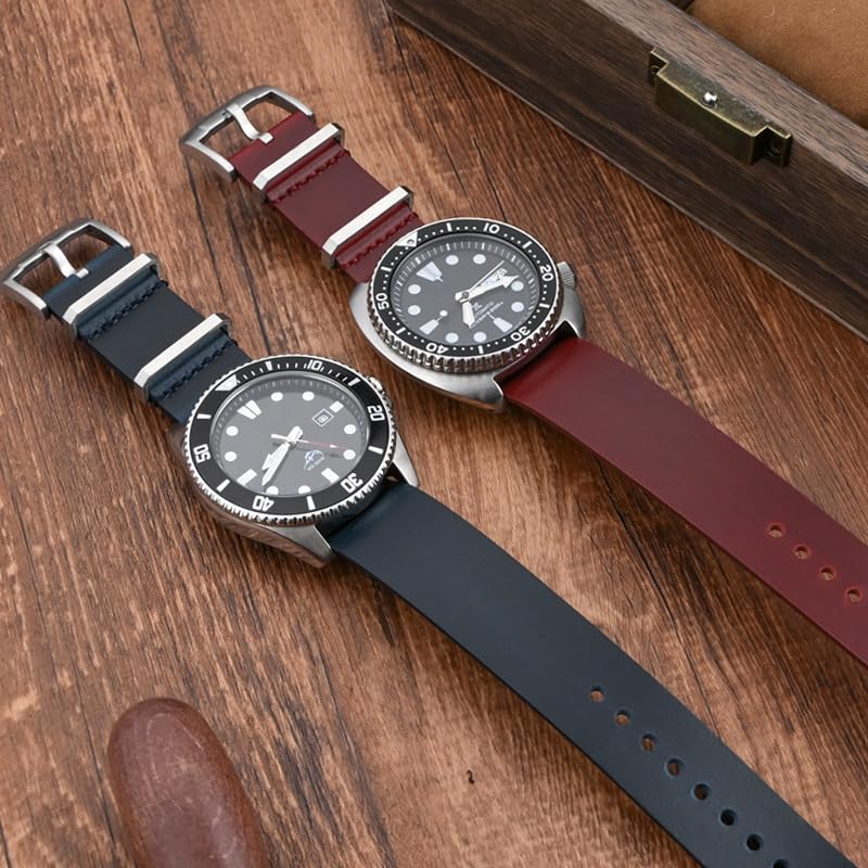 Leather Nato Watch Strap With Springbars And Tang Buckle