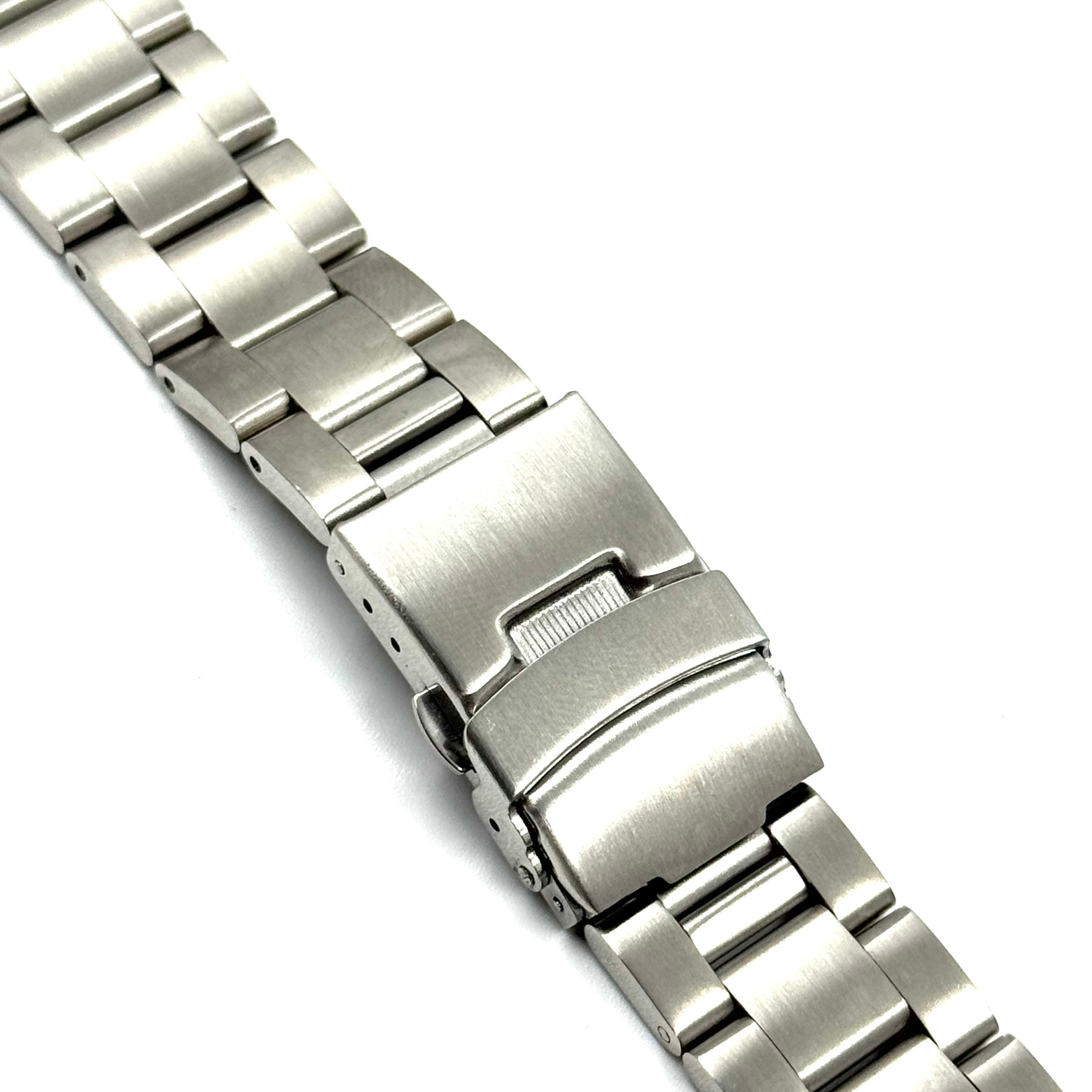 Oyster Watch Bracelet with Curved Endlinks Brushed Stainless Steel (Silver)