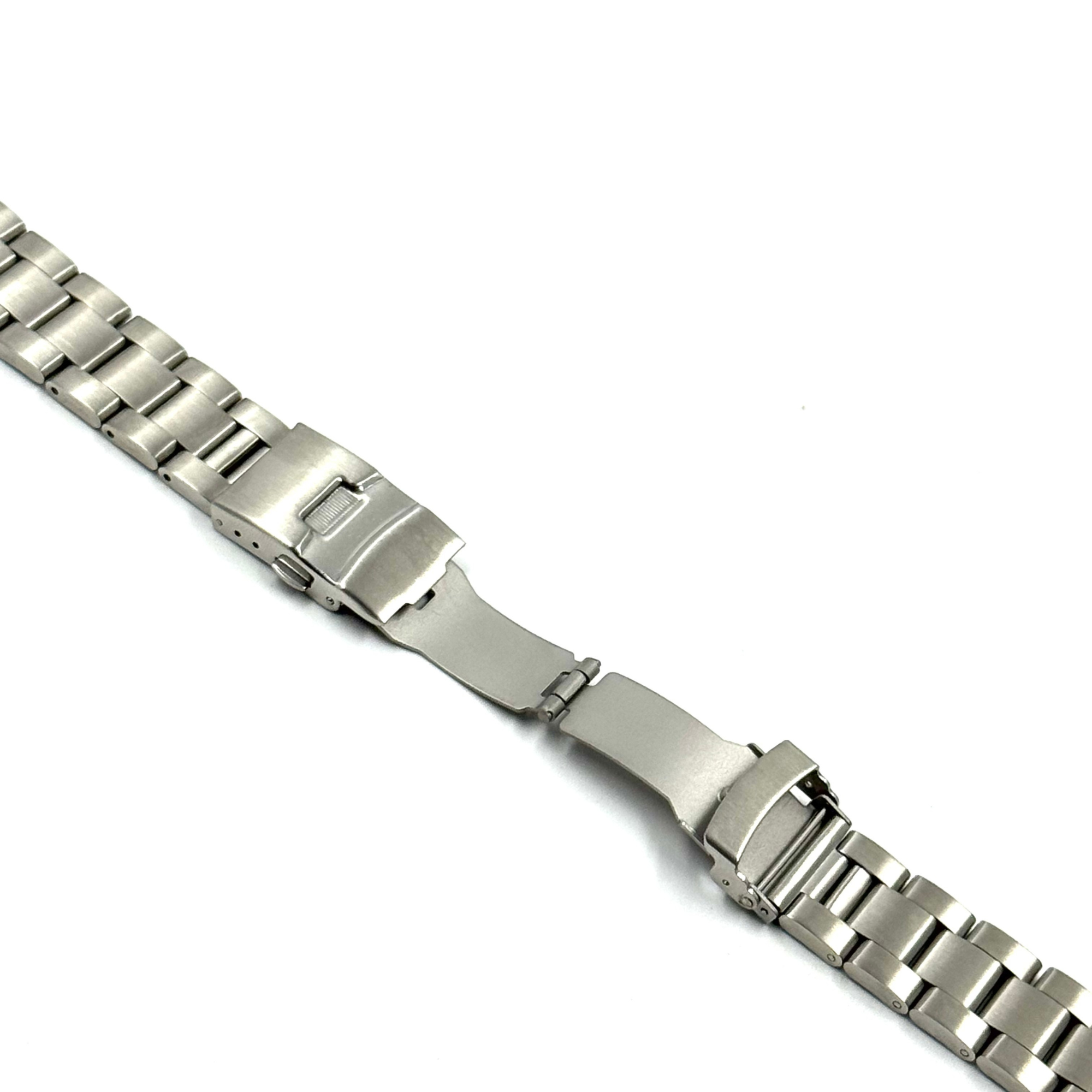 Oyster Watch Bracelet with Curved Endlinks Brushed Stainless Steel (Silver)